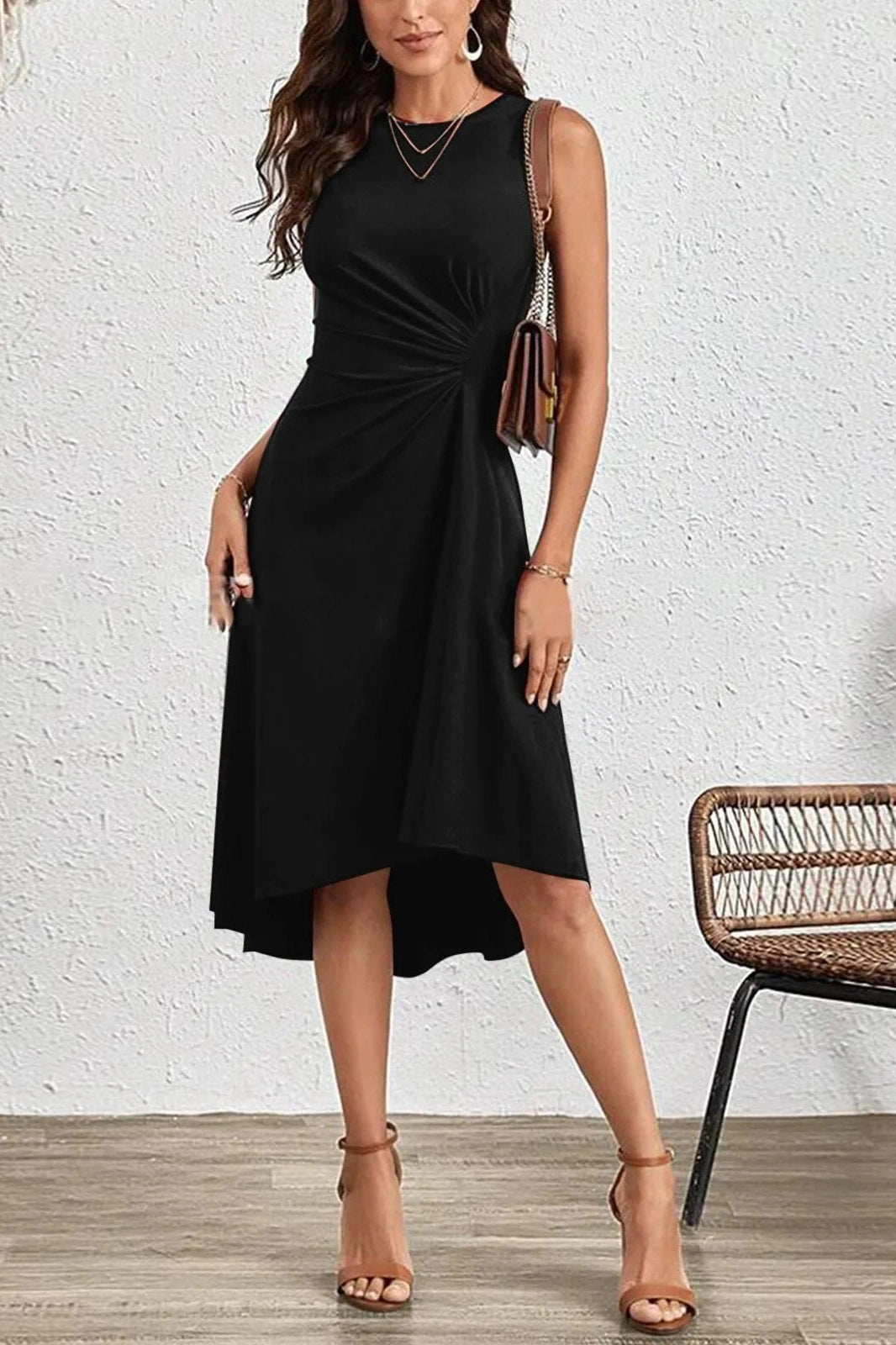 Sleeveless A-Line Midi Dress