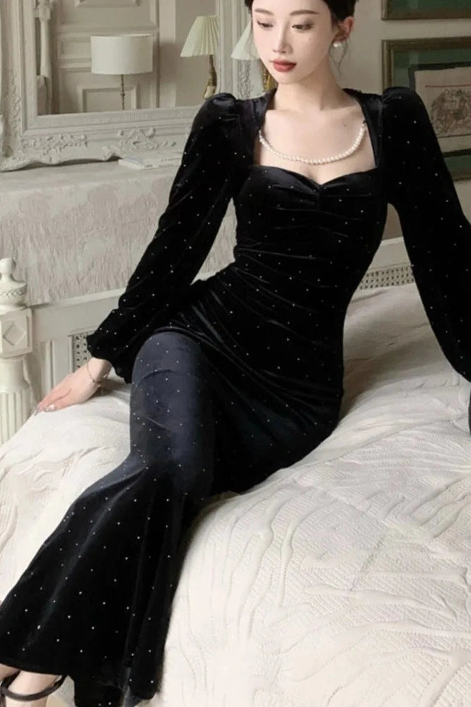 Elegant Velvet Midi Dress