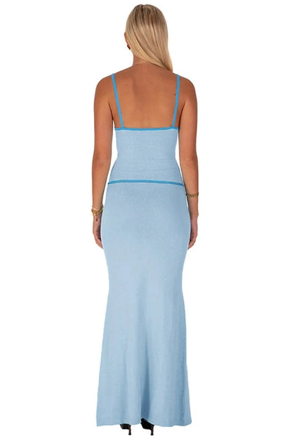 Elegant Backless Square Collar Maxi Dress