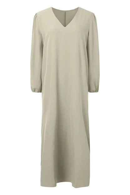 Elegant Long Sleeve V-Neck Maxi Dress