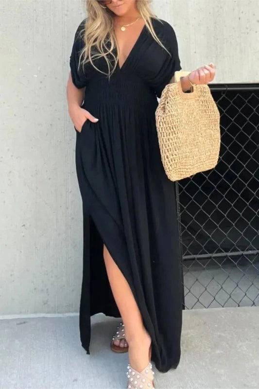 Elegant V-Neck Backless Maxi Dress