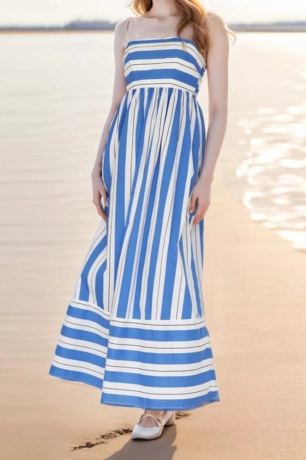 Striped Spaghetti Strap Maxi Dress