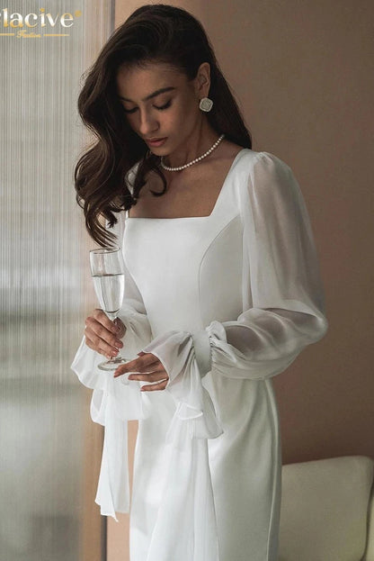 Square Collar Long Sleeve Maxi Dress