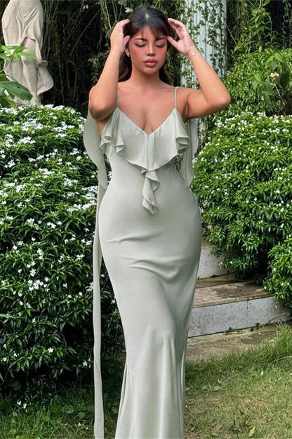 Elegant V-Neck Backless Maxi Dress