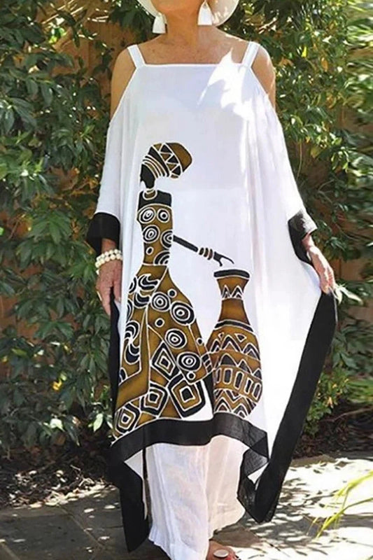 Printed Loose Sleeve Maxi Dress