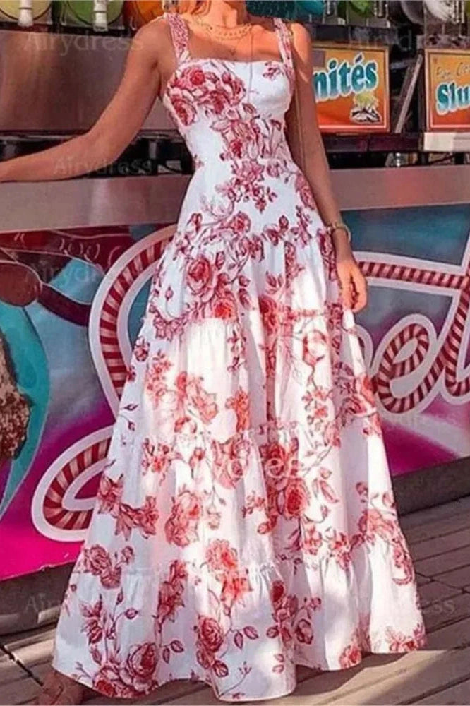 Floral Print Spaghetti Strap Maxi Dress