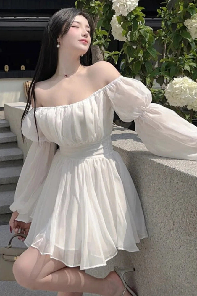 Off Shoulder Sleeves Mini Dress