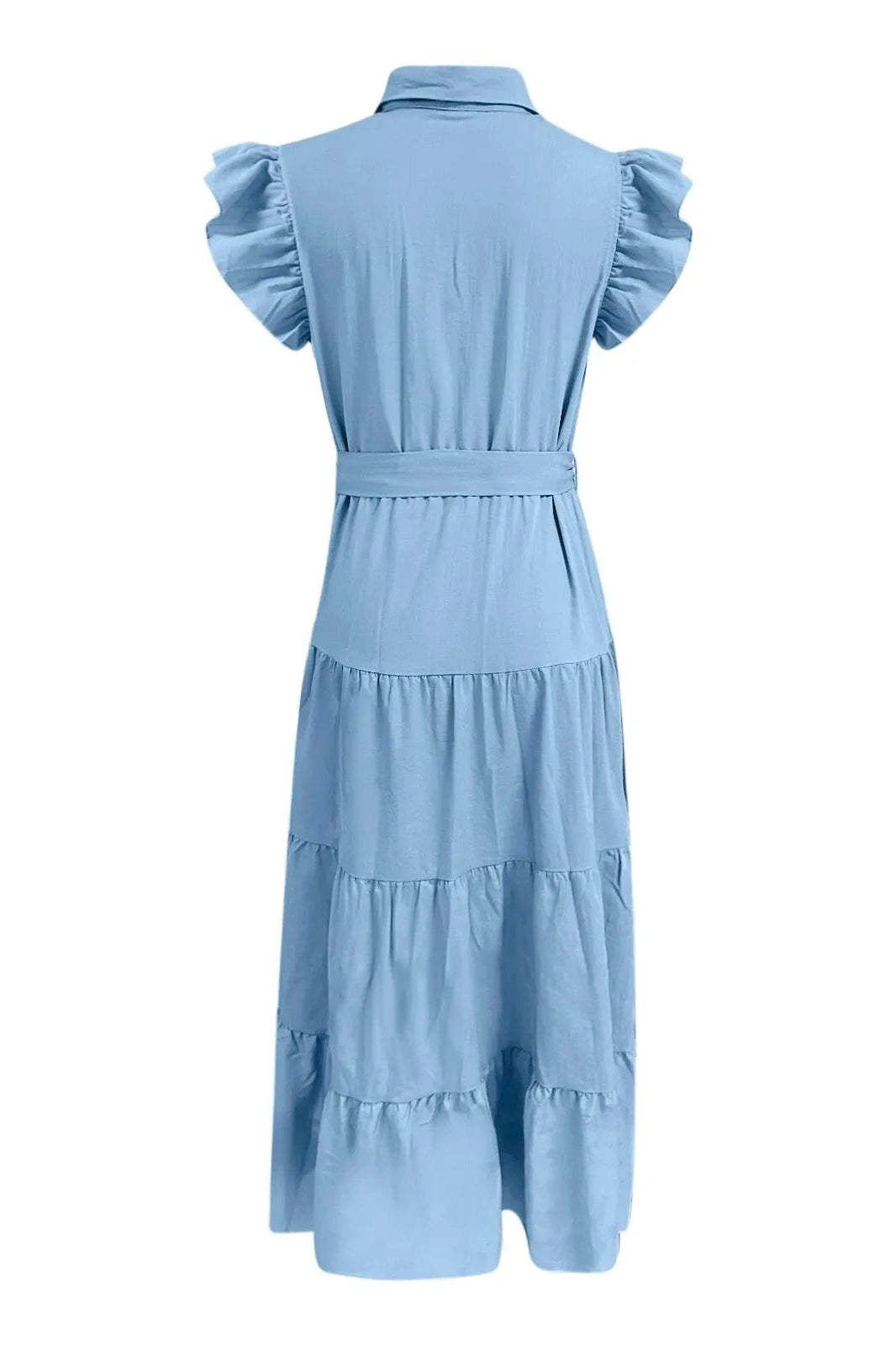 Elegant Belted Button-Down Maxi Dress