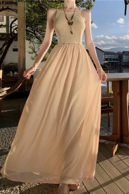 Elegant Spaghetti Strap Maxi Dress