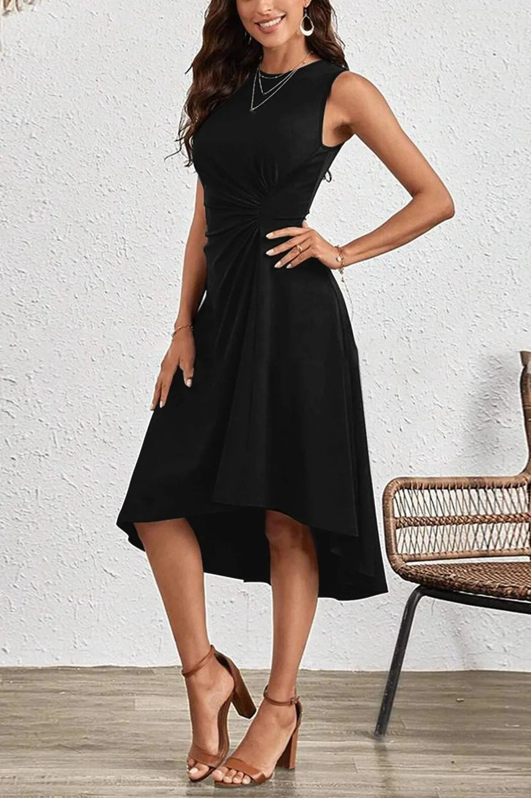 Sleeveless A-Line Midi Dress