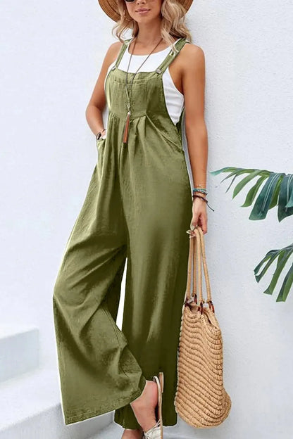 Button Back Strap Pocket Maxi Dress