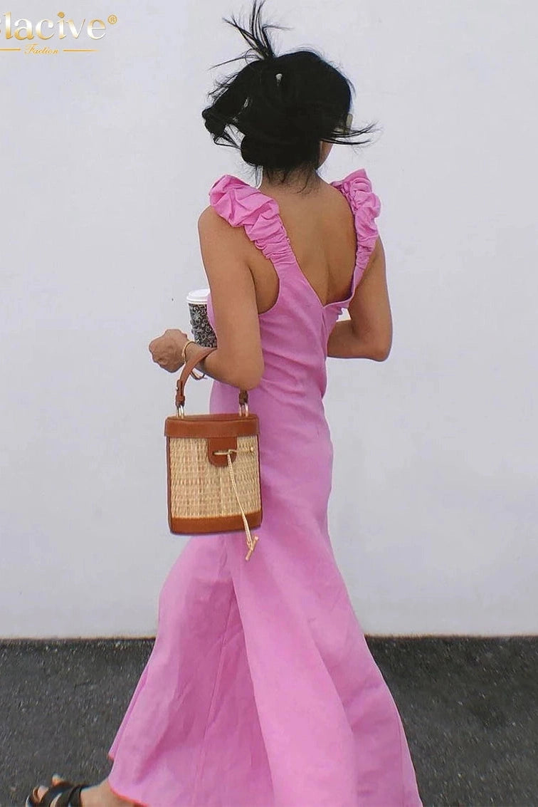 V-Neck Sleeveless Maxi Dress