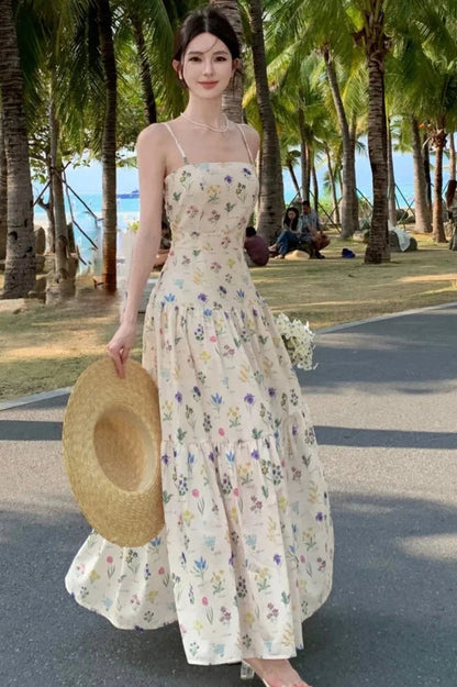 Floral Print Spaghetti Strap Maxi Dress