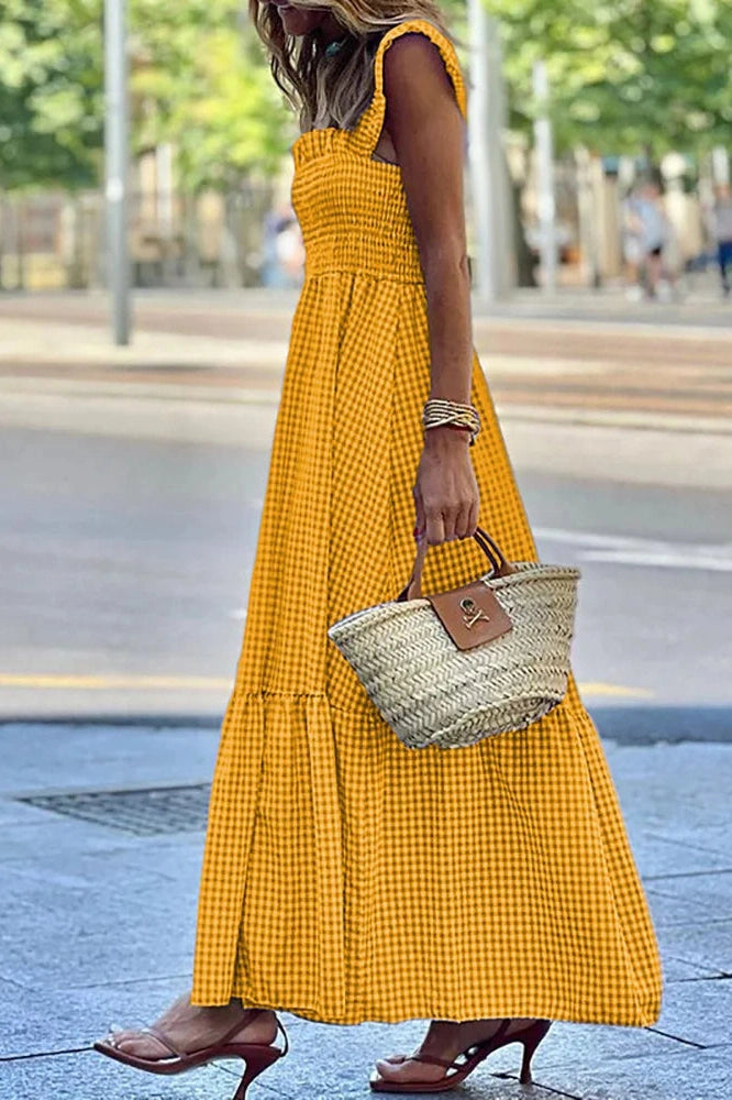 Sleeveless Loose Square Collar Midi Dress