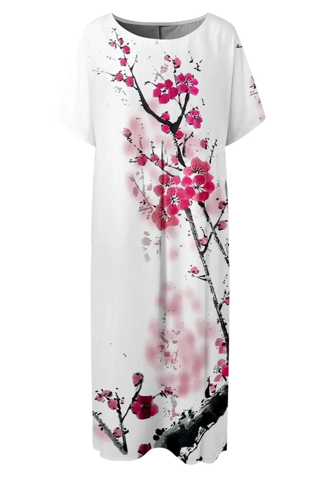 Floral Loose Long Rose Maxi Dress