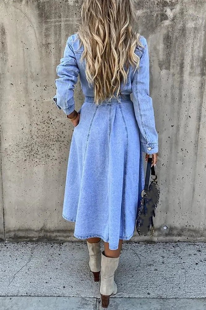 Elegant Long Sleeve Midi Dress