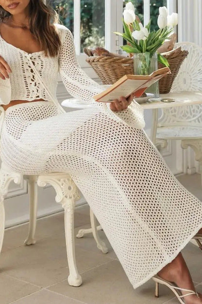 Elegant Long Sleeve 2-Piece Cover-Up Dress