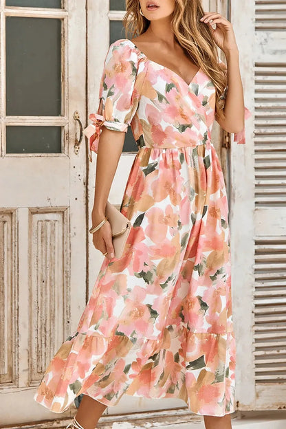 V-Neck Printed Maxi Dress