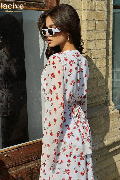 Printed 2-Piece Long Sleeve Maxi Dress