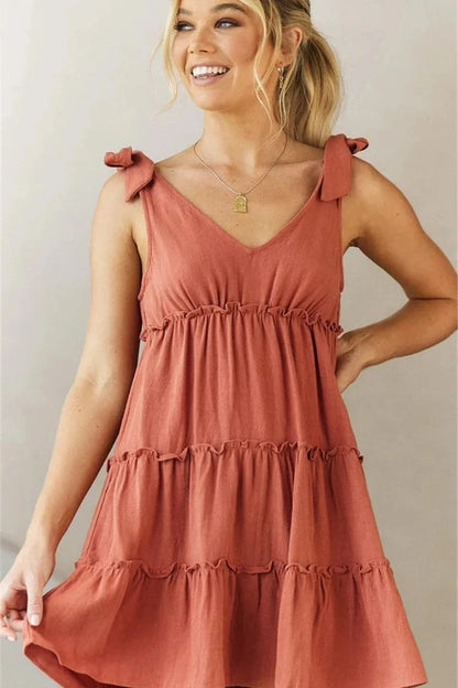 Sleeveless V-Neck Backless Mini Dress