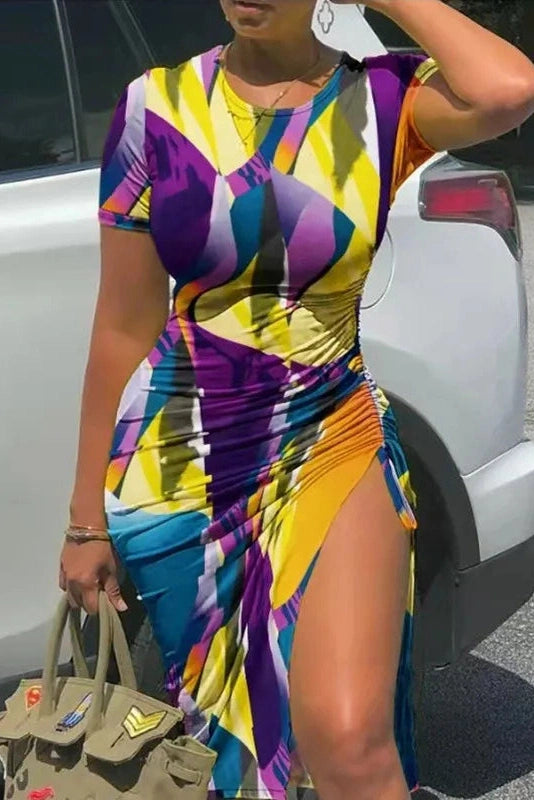 Printed Bodycon Midi Dress