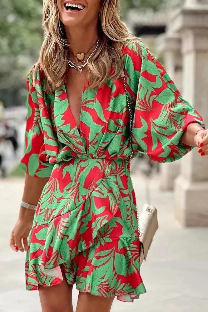 Elegant Irregular Print Mini Dress