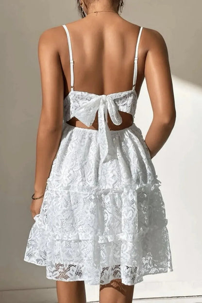 Elegant V-Neck Backless Lace Mini Dress