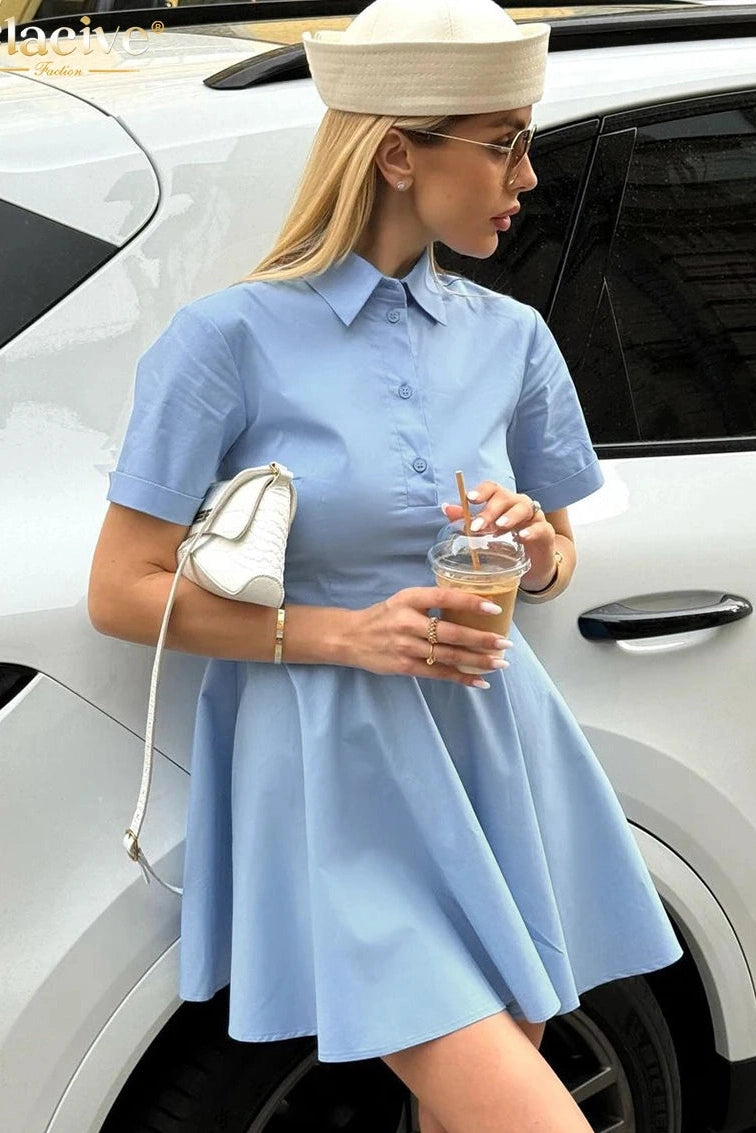 Cotton Short Sleeve Mini Dress