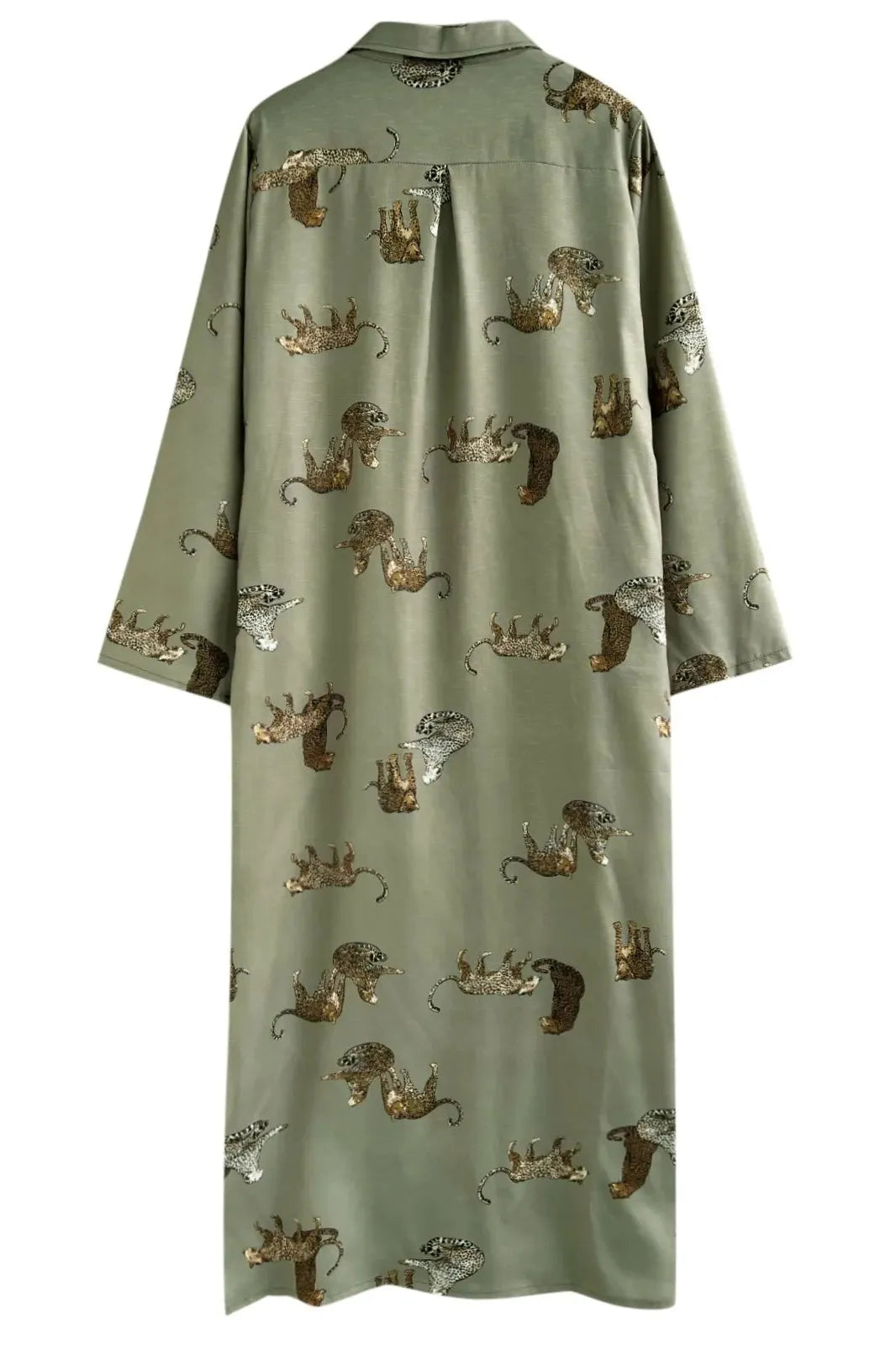 Elegant Printed V Neck Long Sleeve Maxi Dress