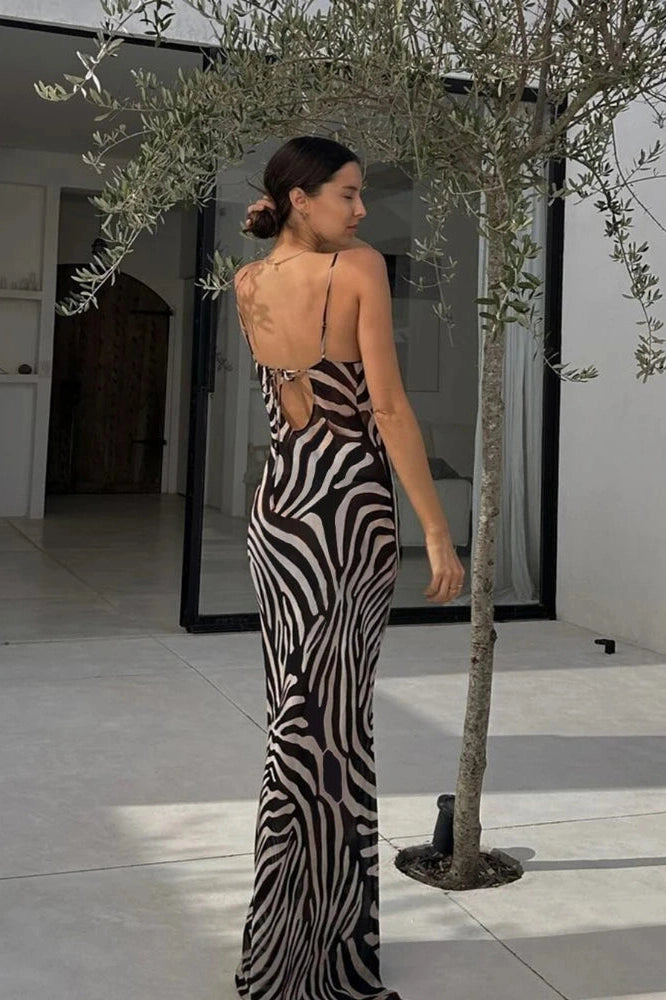 Spaghetti Strap Backless Maxi Dress