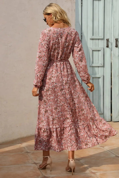 Floral Printed Ruffle Maxi Dress