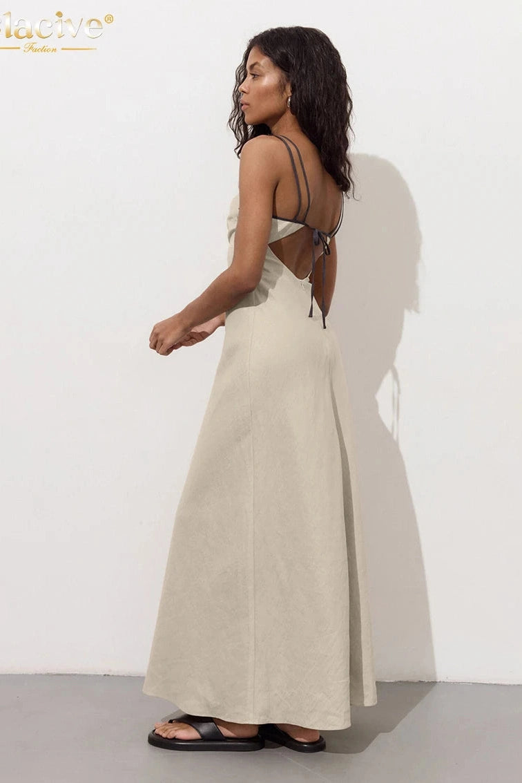 Backless Straps Sleeveless Maxi Dress