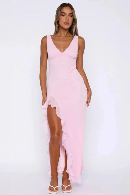 V-Neck Backless Bodycon Maxi Dress