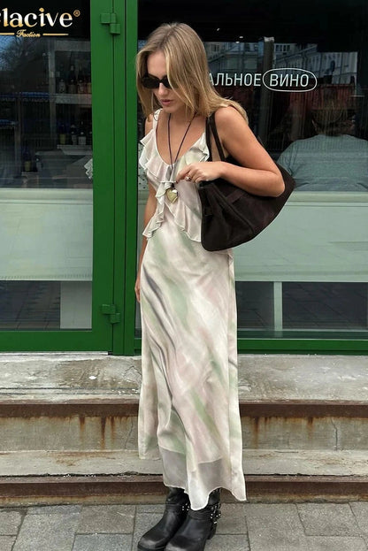 Printed Sleeveless Maxi Dress