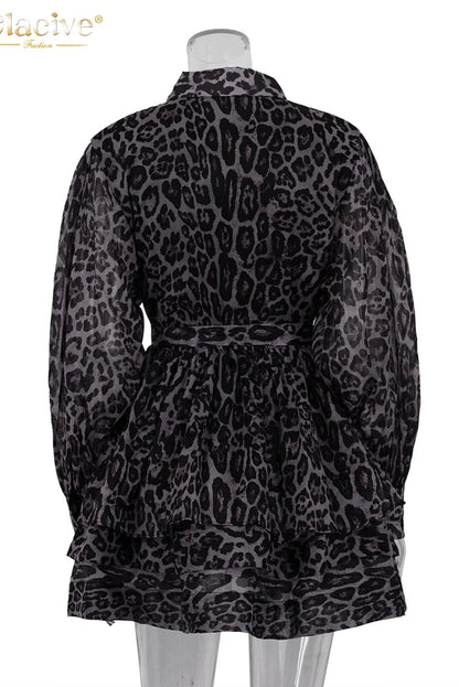 Print Long Sleeve Mini Dress