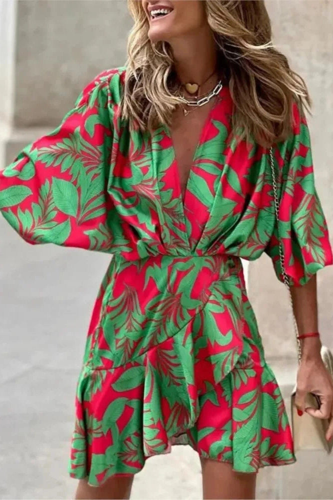 Elegant Irregular Print Mini Dress