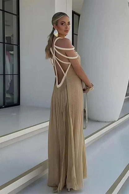 Elegant V-Neck Backless Maxi Dress