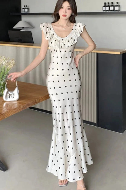 Bodycon Dot V-Neck Maxi Dress