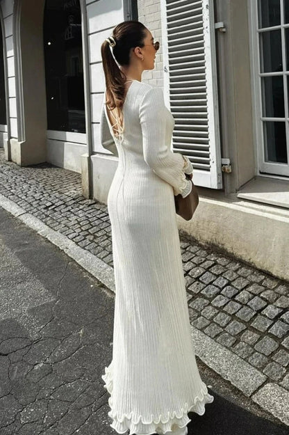 Long Sleeve Round Neck Maxi Dress