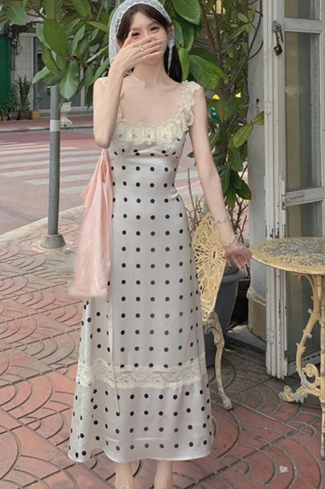 Polka Dot Spaghetti Strap Maxi Dress