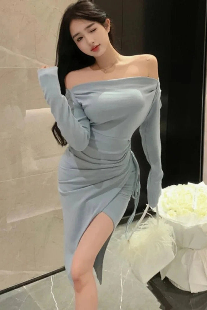 Off Shoulder Bodycon Midi Dress