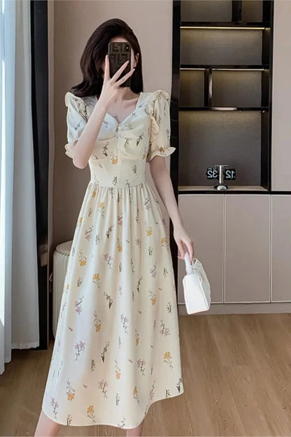 Elegant Floral Printed Midi Dress