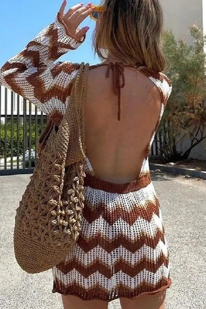 Long Sleeve Backless Cover-Up Dress