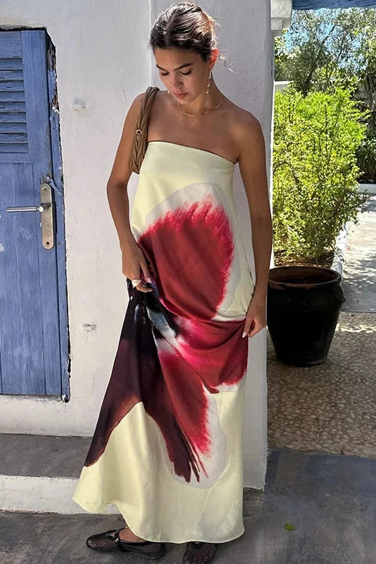 Elegant Strapless Backless Maxi Dress