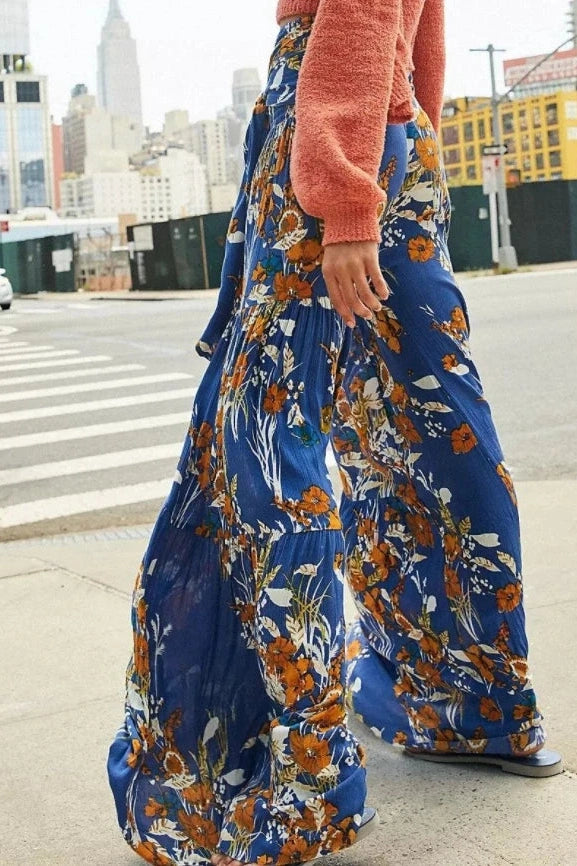 Elegant Floral Print Cover-Up Pants