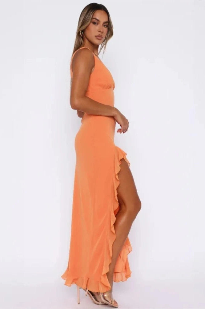 V-Neck Backless Bodycon Maxi Dress