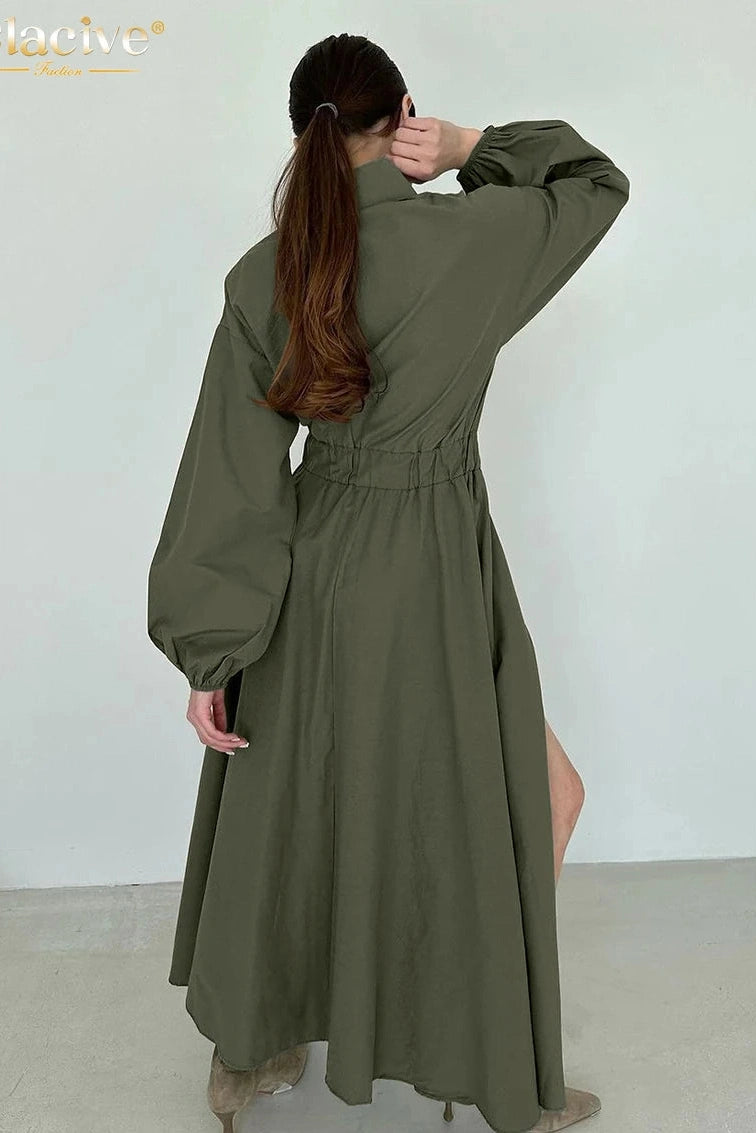 Elegant Puff Sleeve Maxi Dress