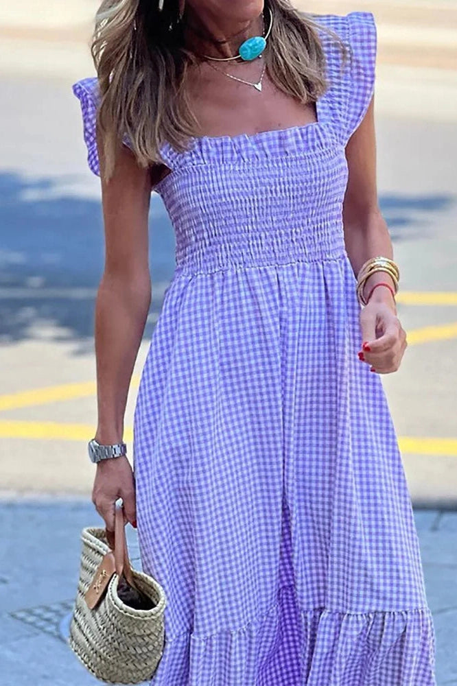 Sleeveless Loose Square Collar Midi Dress