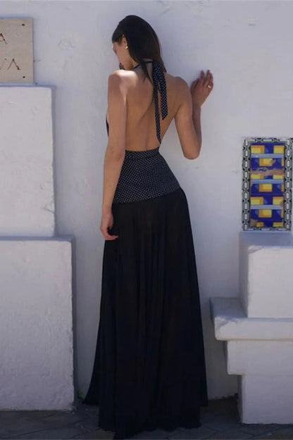 Elegant V-Neck Backless Maxi Dress