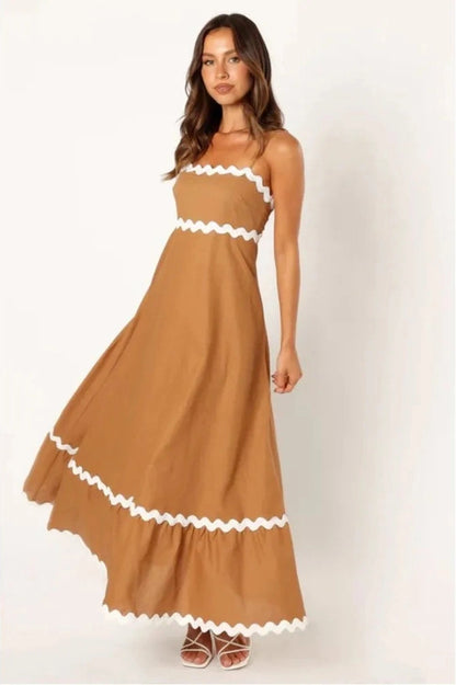 Backless Sleeveless A-Line Maxi Dress